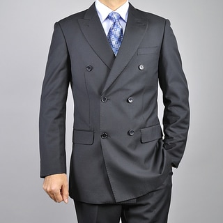 Men's Black Double-breasted 6-button Suit-Image