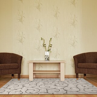 Hand-crafted Solid Grey Sage Bristol Wool Rug (5' x8')