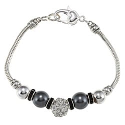 La Preciosa Silverplated Gray Faux Pearl and Crystal Charm Bracelet-Image