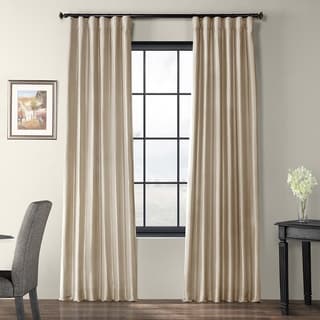 Solid Faux Silk Taffeta Antique Beige 84-inch Curtain Panel