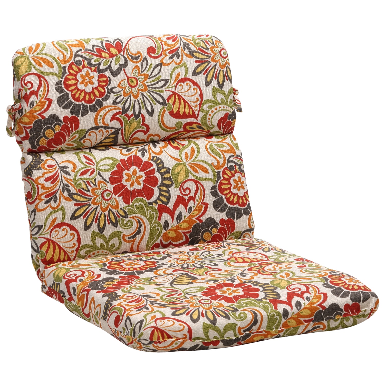 Rounded Multicolored Floral Outdoor Chair Cushion - 14095677