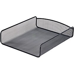 Safco Onyx Black Mesh Desktop Organizer with Single Tray (Pack of 6)