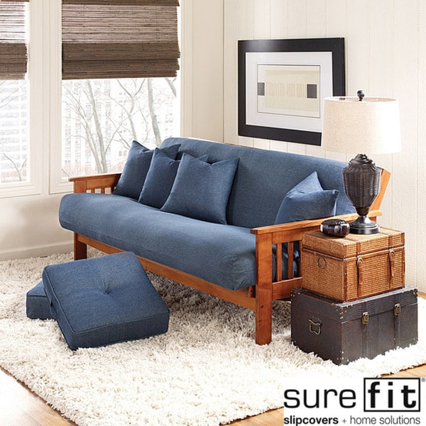 Sure Fit Cotton Denim Futon Cover Overstock Shopping Big Discounts