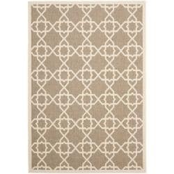 (^.^)/  Safavieh Brown/ Beige Indoor Outdoor Rug (6'7 x 9'6)