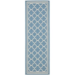 Low Price Safavieh Blue/Beige Square-Geometric-Pattern Indoor/Outdoor Rug (2'4 x 9'11)