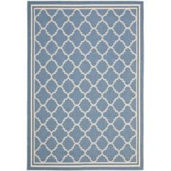 (^_-) Safavieh Blue/Beige Trellis Indoor/Outdoor Rug (4' x 5'7)