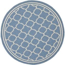 ( ._.) Safavieh Contemporary Blue/Beige Indoor/Outdoor Rug (5'3 Round)