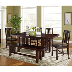Low Price 6-Piece Cappuccino Solid Wood Dining Set