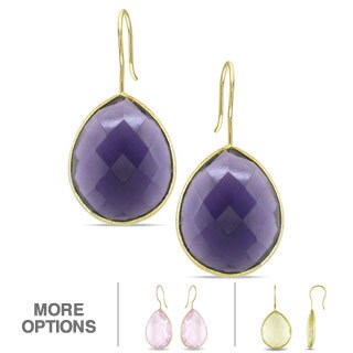 Miadora 22k Gold Overlay Synthetic Gemstone Earrings