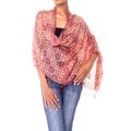 Silk 'Red Lotus Floral' Batik Shawl (Indonesia)