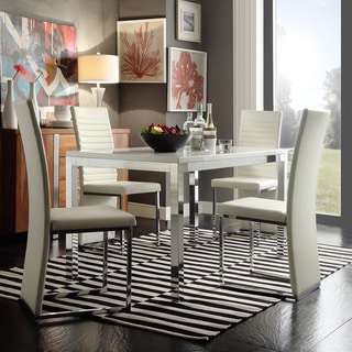 Find Cheap Price INSPIRE Q Reynold White Metal Sleek Modern 5-piece Dining Set