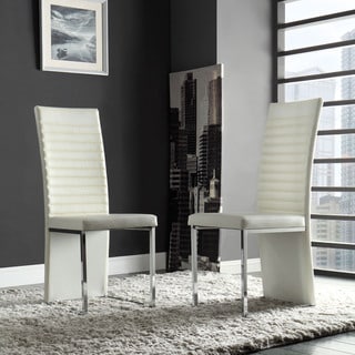 (_ _ ) TRIBECCA HOME Reynold White Metal Sleek Modern Contoured Dining Chair (Set of 4)