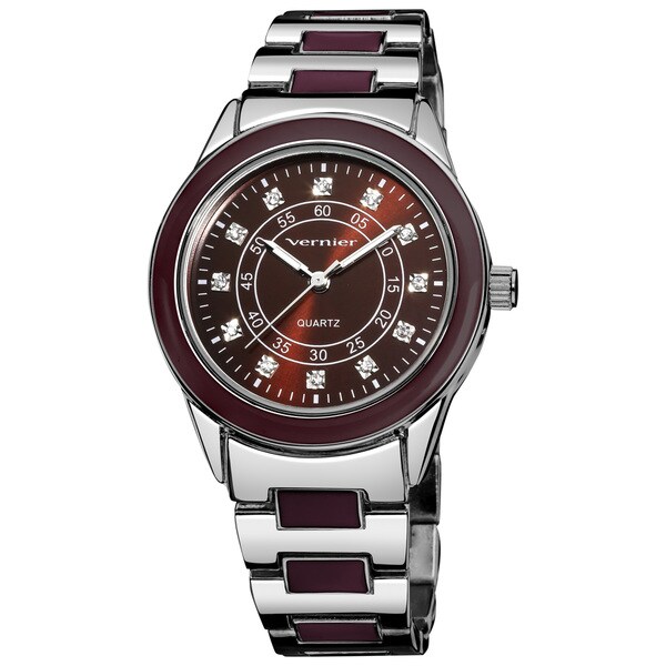 Vernier Women's V11080BR Sunray Dial with Stones Quartz Watch