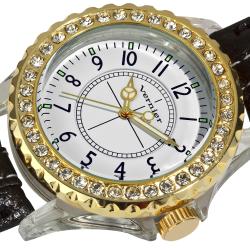 Vernier Women's V11104BKG Round Crystal Clear Bezel Quartz Watch