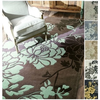 Compare Price nuLOOM Handmade Pino Yarrow Floral Rug (6' x 9')