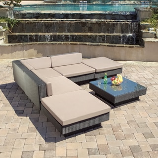 Low Price Christopher Knight Home Santorini Outdoor Six Piece Black Wicker Sofa Set