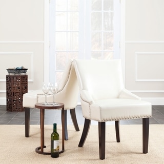 Low Price Safavieh Loire Cream Leather Nailhead Dining Chairs (Set of 2)