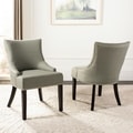 Safavieh Loire Grey Linen Nailhead Dining Chairs (Set of 2)