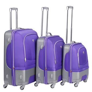 Olympia Majestic Hybrid Plum 3-piece Spinner Luggage Set