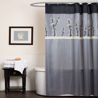 Lush Decor Cocoa Flower Grey/ Black Shower Curtain