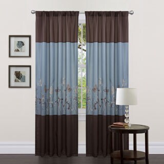 Lush Decor Blue/ Brown 84-inch Butterfly Dreams Curtain Panels (Set of 2)