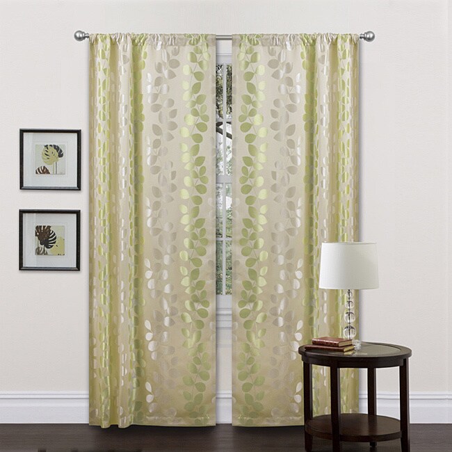 Lush Decor Beige/ Green 84 inch Teardrops Curtain Panels (set Of 2)