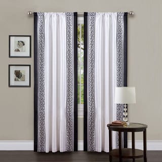 Lush Decor White/ Black 84-inch Metropolitan Curtain Panel