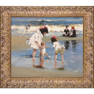 Hot Deal Edward Henry Potthast 'Children Playing at the Seashore' Framed Canvas Art