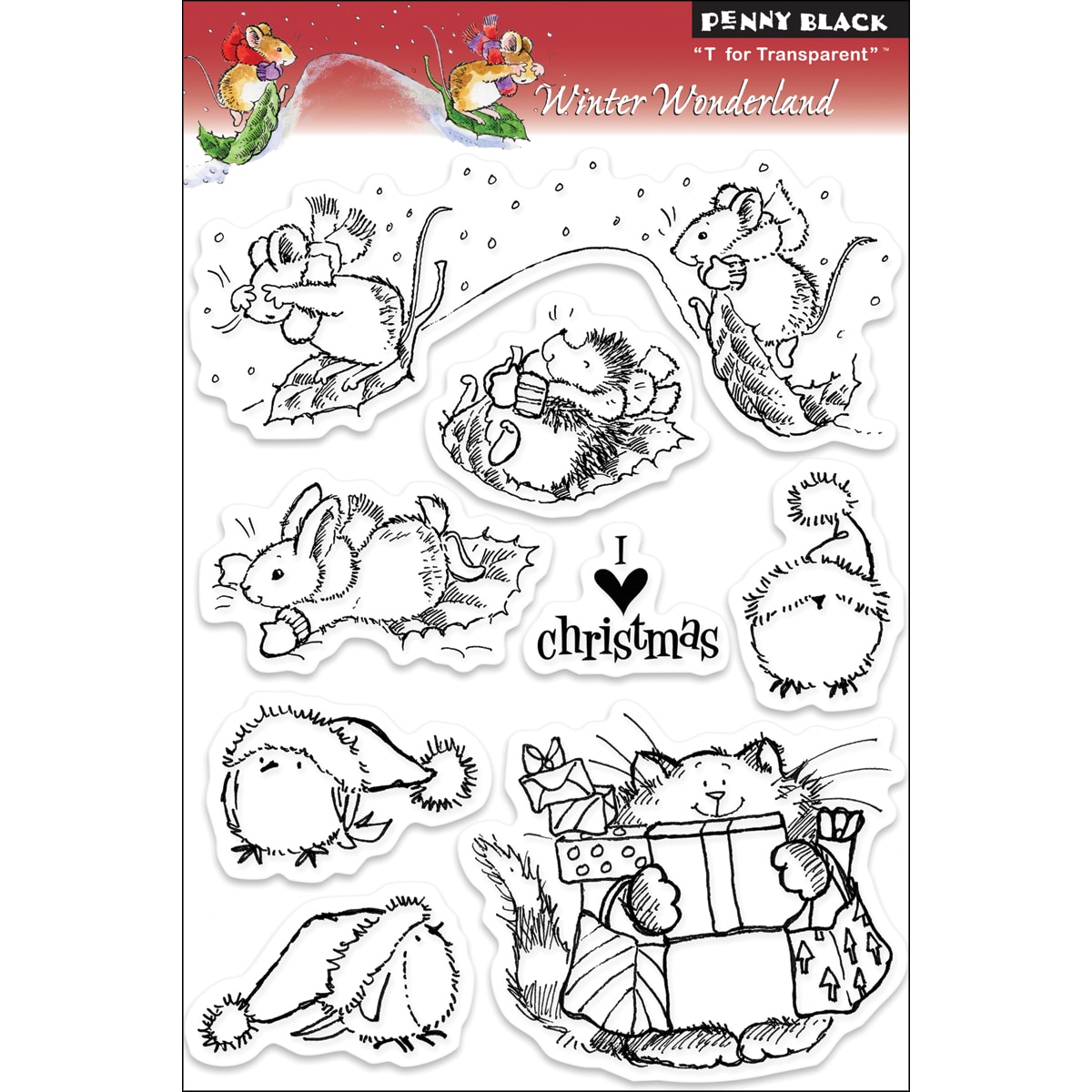 Penny Black Winter Wonderland 8piece Clear Acrylic Stamp Set (1 Sheet