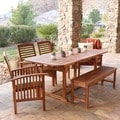 6-Piece Brown Wood Patio Dining Set