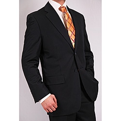 Ferrecci Men's Two-piece Navy Blue Pin Stripe Suit-Image