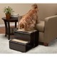 Two-in-one Convertible Walnut-finish 1-2-3 Pet Step with Hand Grip