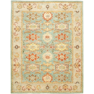 Best Shopping Handmade Treasures Light Blue/ Ivory Wool Rug (12' x 18')