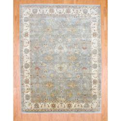 Buy Online Indo Hand-knotted Oushak Light Green/ Ivory Wool Rug (8'11 x 11'10)