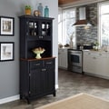 Black Hutch Buffet with Wood Top