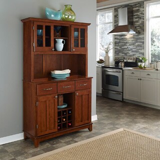 Medium Cherry Hutch Buffet with Wood Top