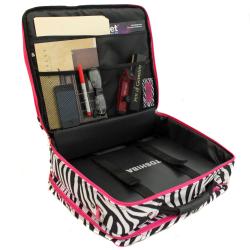 World Traveler Pink Zebra Print Polyester Rolling Laptop Tote
