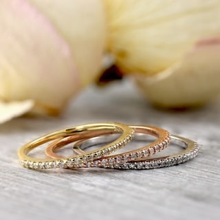 Auriya 10k Gold 1/10ct TDW Thin Diamond Stackable Band (J-K, I2-I3)