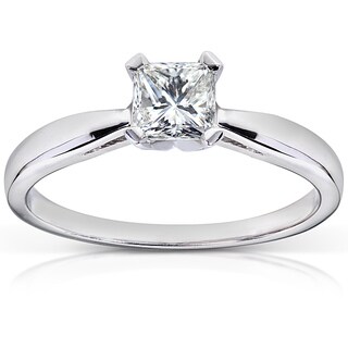 Annello 14k White Gold 1/2 ct TDW Diamond Solitaire Engagement Ring (H-I, VS1-VS2)