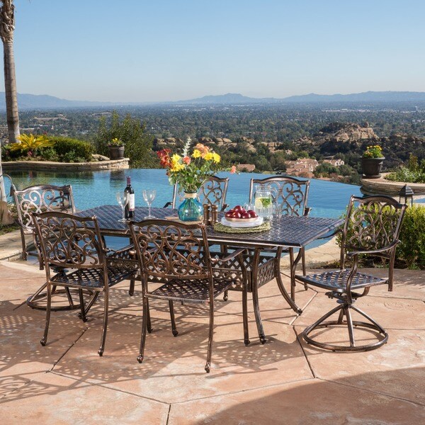 Christopher Knight Home Vallarta Expandable Cast Aluminum Dining Set (Set of 7)