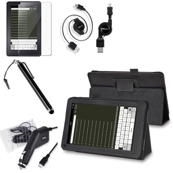 Black Case/ LCD Protector/ Charger/ Cable for Amazon Kindle Fire