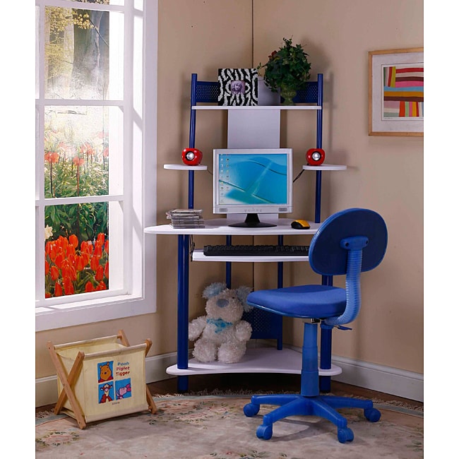 InRoom BlueandWhite Corner Desk 14137675 Shopping
