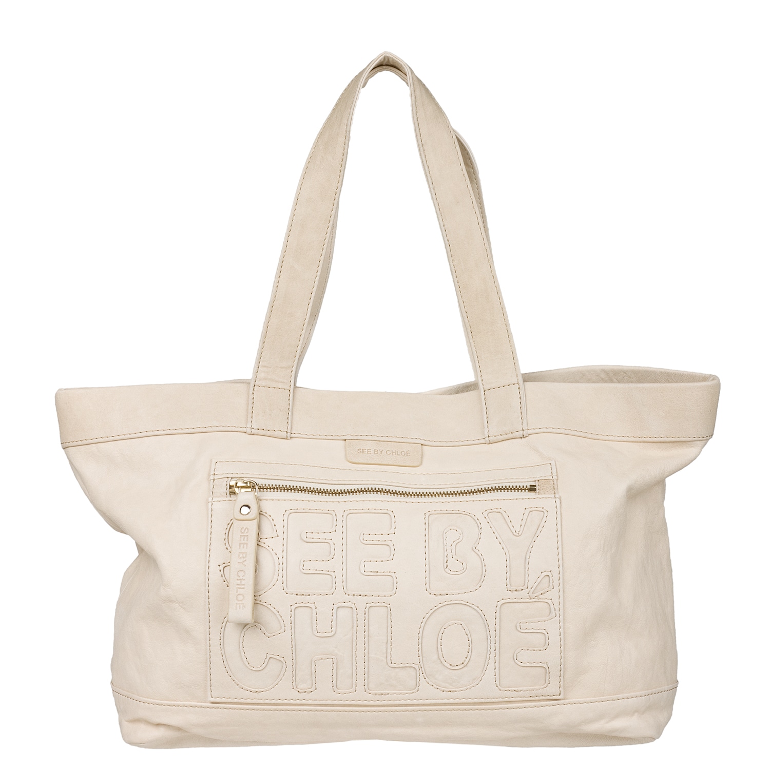 See By Chloe Cream Leather Embellished Tote Handbag - 14138542 ...  