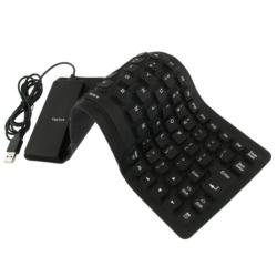 INSTEN Lightweight Foldable Black Soft Silicone USB 2.0 Ultra-slim Keyboard