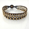 Majestic Brass Beads Cotton Rope Three Strand Bracelet (Thailand)