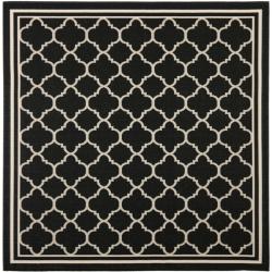 Today Sale Safavieh Poolside Black/ Beige Indoor Outdoor Rug (6'7 Square)