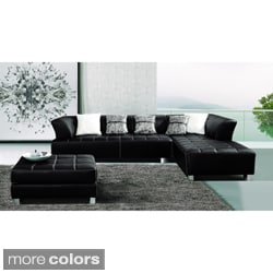 Best Shopping Furniture of America Rachelle 3-piece Sectional with Chaise and Ottoman Set