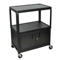 Luxor Adjustable Height Steel A/V Cart with Locking Cabinet