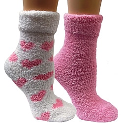 Women's Lavender-infused Fluffy Pink Chenille Socks (Pack of 2)-Image