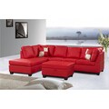 Jingo Faux Leather Orange-red 3-piece Sectional Sofa Set